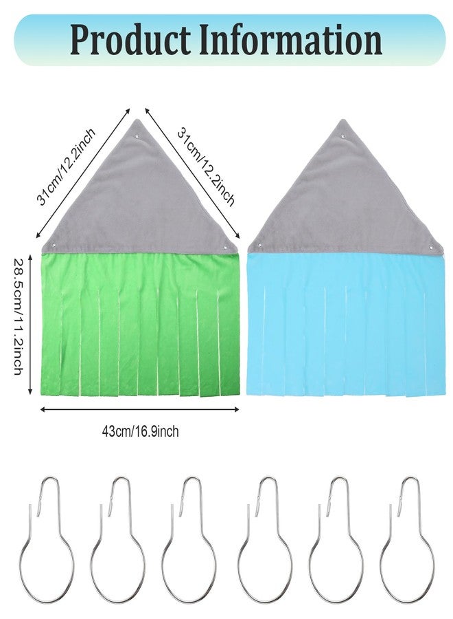Larrel 2 Pcs Guinea Pig Hideout, Convenient Guinea Pig Cage Accessories with 6pcs Hooks Cute Small Animal Hideout with Reversible Sides for Ferrets Chinchillas (Blue Green) - Image 2